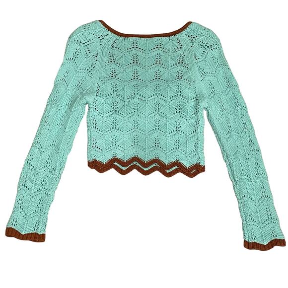 Urban Outfitters Womens Sweater M Crotchet Cropped Y2K Long Sleeves Slim Fit - Picture 2 of 7